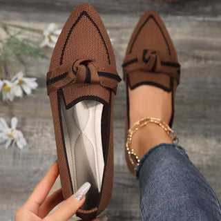 Bow Contrast Trim Point Toe Loafers (Available in USA only)