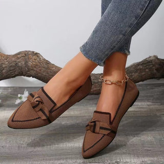 Bow Contrast Trim Point Toe Loafers (Available in USA only)