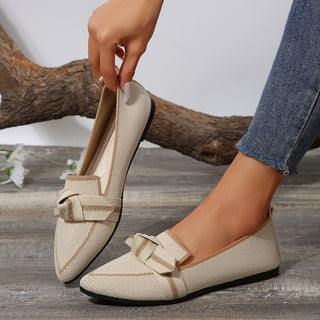 Bow Contrast Trim Point Toe Loafers (Available in USA only)