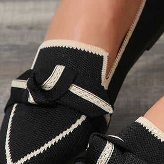 Bow Contrast Trim Point Toe Loafers (Available in USA only)