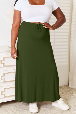 Soft Rayon Drawstring Waist Maxi Skirt Rayon (Available in USA only)