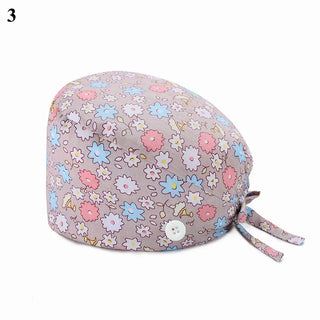 Floral Soft Hat Sweat-absorbent Scrub Cap