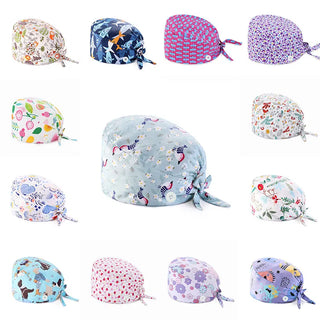 Floral Soft Hat Sweat-absorbent Scrub Cap