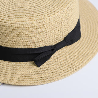 Flat-brim Bowknot Straw Beach Hat