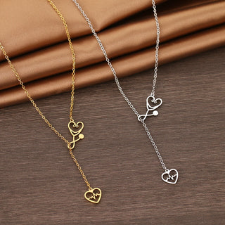 Stainless Steel Necklaces Stethoscope Electrocardiogram Pendant