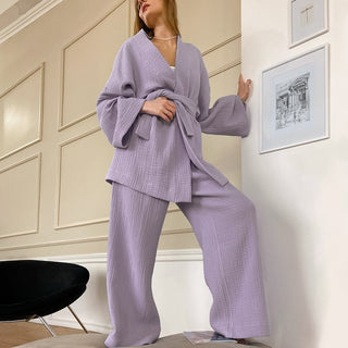 Long-Sleeved Kimono Pajamas