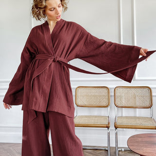 Long-Sleeved Kimono Pajamas