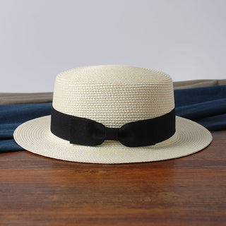 Flat-brim Bowknot Straw Beach Hat