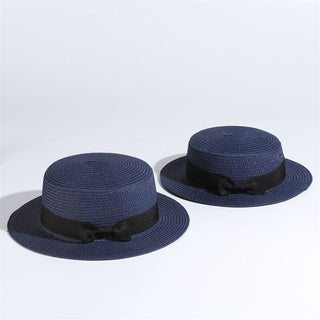 Flat-brim Bowknot Straw Beach Hat