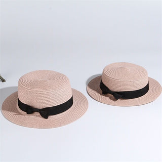 Flat-brim Bowknot Straw Beach Hat