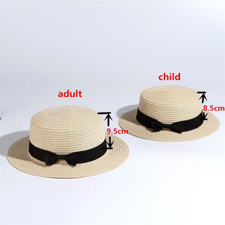 Flat-brim Bowknot Straw Beach Hat