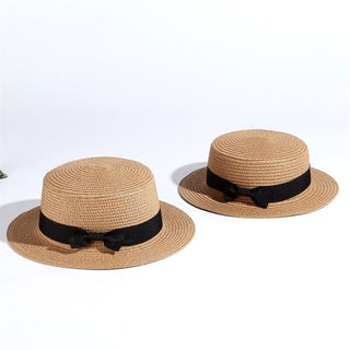 Flat-brim Bowknot Straw Beach Hat