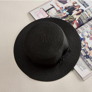 Flat-brim Bowknot Straw Beach Hat