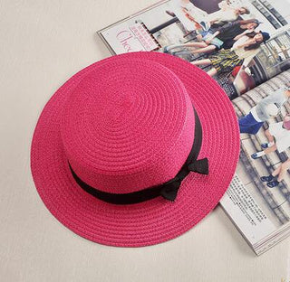 Flat-brim Bowknot Straw Beach Hat