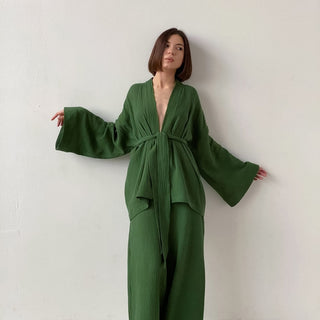 Long-Sleeved Kimono Pajamas