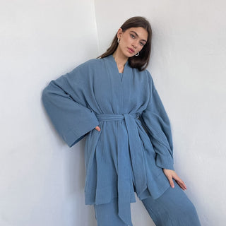 Long-Sleeved Kimono Pajamas