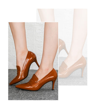 Pointed Toe Thin Heels Leather Dress Shoe