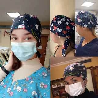 Floral Soft Hat Sweat-absorbent Scrub Cap