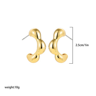 Stainless Steel Gold Plated Big Chunky Waterdrop Earrings