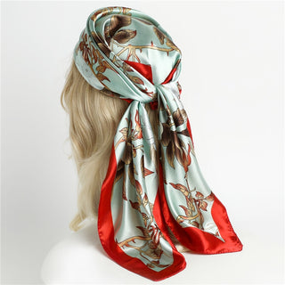 Printed Silk Satin Neckerchief Shawl Scarf