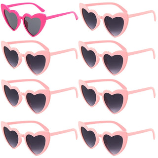 6/8 Pairs Heart Shaped Retro Sunglasses