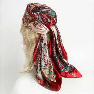 Printed Silk Satin Neckerchief Shawl Scarf