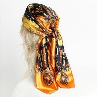 Printed Silk Satin Neckerchief Shawl Scarf