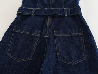 Vintage Denim Button Tube Jumpsuits