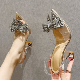 Transparent Crystal Bowknot High Heels