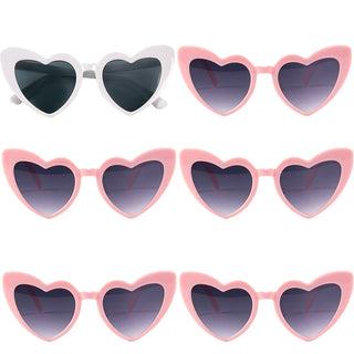 6/8 Pairs Heart Shaped Retro Sunglasses