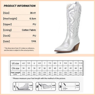 Embroidered Mid Calf Western Cowgirl Boots