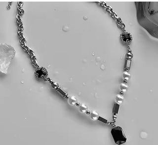 Pearl Rhinestones Necklace For Men