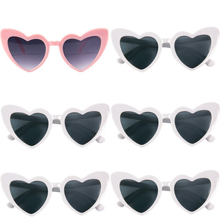 6/8 Pairs Heart Shaped Retro Sunglasses