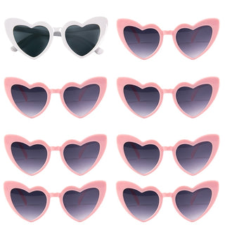 6/8 Pairs Heart Shaped Retro Sunglasses