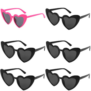 6/8 Pairs Heart Shaped Retro Sunglasses