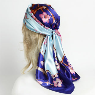 Printed Silk Satin Neckerchief Shawl Scarf