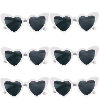 6/8 Pairs Heart Shaped Retro Sunglasses