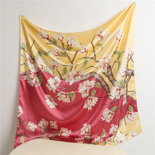 Printed Silk Satin Neckerchief Shawl Scarf