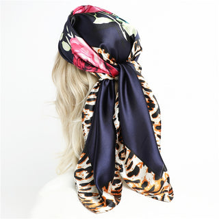 Printed Silk Satin Neckerchief Shawl Scarf