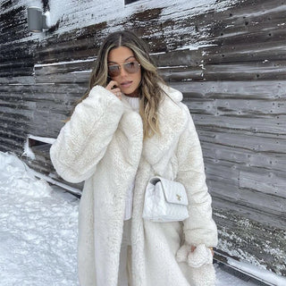 Long Oversized Belted Fur Coat