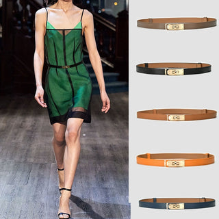 Leather Gold Knot Buckle Waist Belt