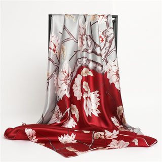 Printed Silk Satin Neckerchief Shawl Scarf