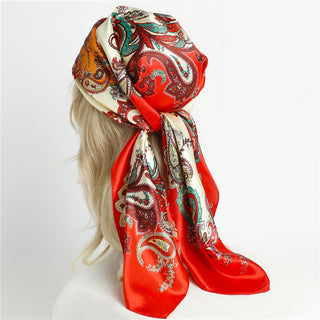 Printed Silk Satin Neckerchief Shawl Scarf