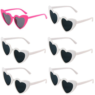 6/8 Pairs Heart Shaped Retro Sunglasses