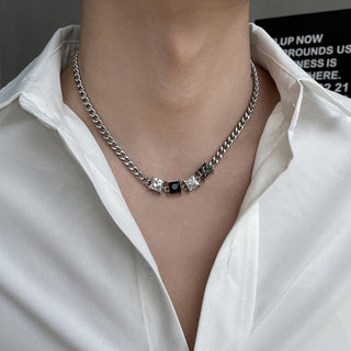 Pearl Rhinestones Necklace For Men