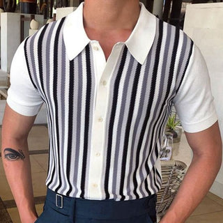 Knitted Striped Polo Shirt