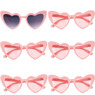 6/8 Pairs Heart Shaped Retro Sunglasses