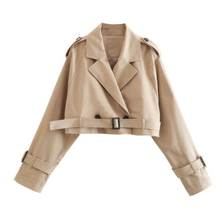 Cropped Long Sleeves Trench Coat