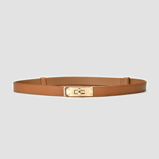 Leather Gold Knot Buckle Waist Belt