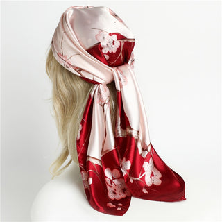 Printed Silk Satin Neckerchief Shawl Scarf